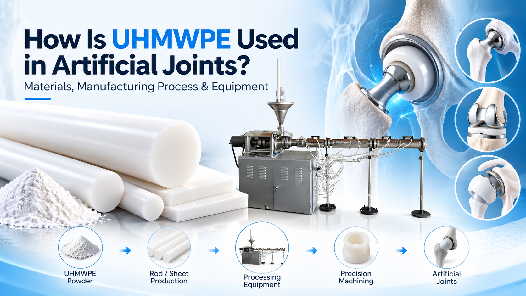 How Is UHMWPE Used in Artificial Joints? Materials, Manufacturing Process & Equipment